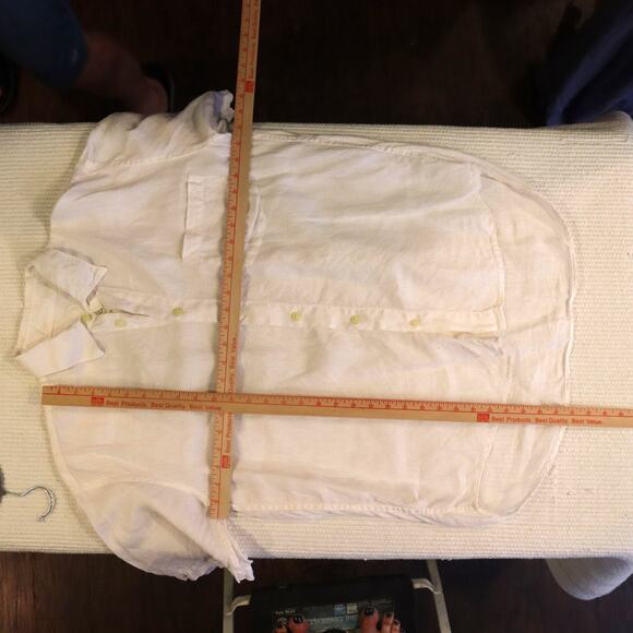 120% Lino short sleeved white linen shirt in size women's M - Picture 5 of 6